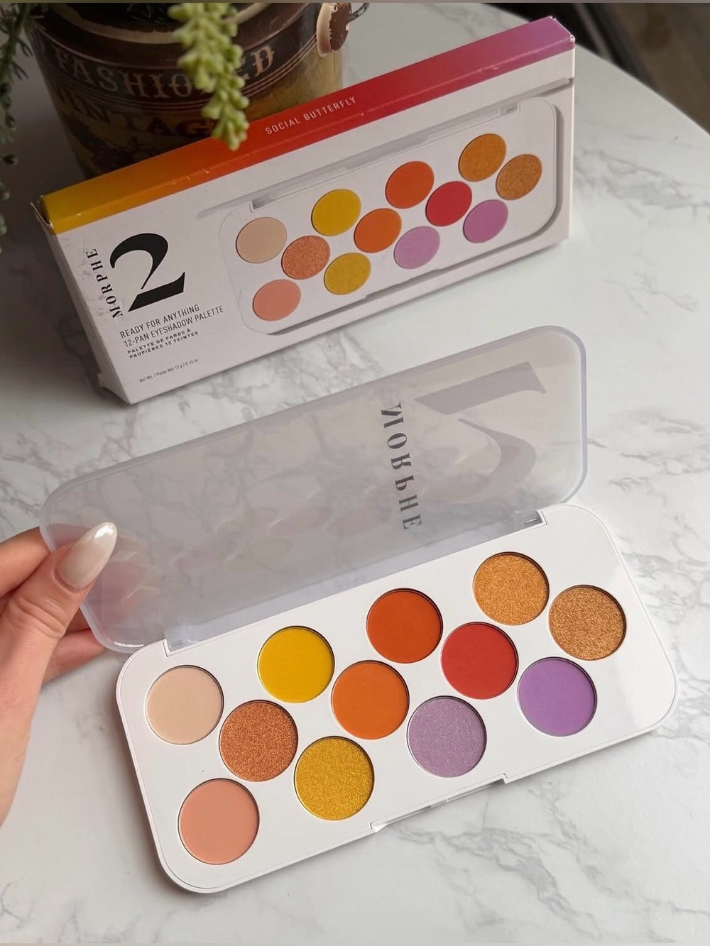 NEW Morphe 12-Pan Eyeshadow Palette Yellow, Orange, Red, Purple & Gold Mix